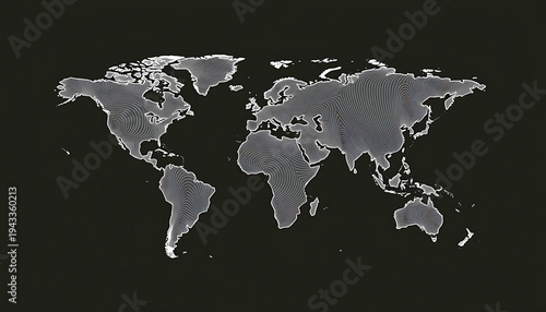 world map on black background