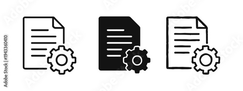 Document Settings and Configuration Icon Set: Line, Glyph, and Hand-Drawn Styles