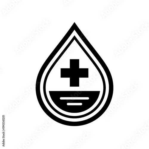 Essential Medical Blood Drop Icon with Prominent Cross Symbolizing Healthcare, Diagnostics, and Life-Saving Donations. Perfect for Clinics, Hospitals, Labs, and Health Awareness Campaigns, Promoting W