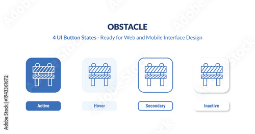 obstacle 4-state UI button. Outline icon kit from security collection. Thin linear obstacle, road, safety editable vector. Minimal obstacle sign for web and mobile interface