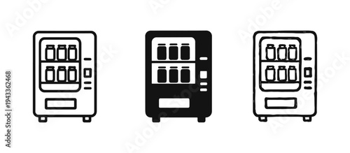 Vending Machine with Drinks or Snacks Icons Set