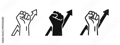 Empowerment, Protest, and Rising Success Icons Set