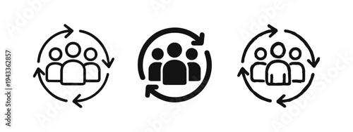 Team Collaboration Refresh Cycle Icon Set