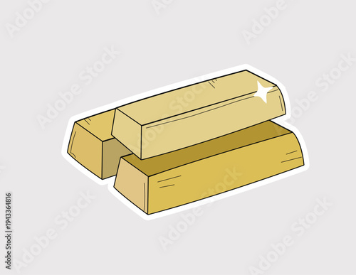 Gold bars bullion sticker; ideal for financial investment platforms, banking icons, wealth management branding, commodity trading apps, and luxury jewelry marketing