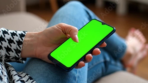 Smartphone with Green Screen Casual Indoor Mockup Concept in 4K