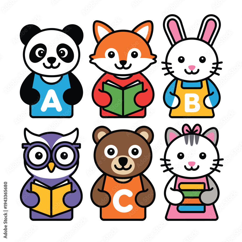 Obraz premium Animal vector illustration set of six .eps