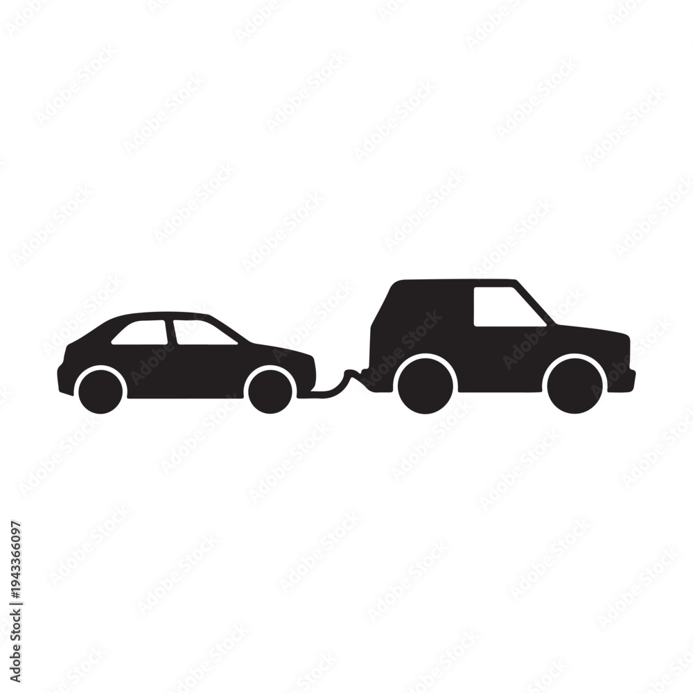 Fototapeta premium Car Being Towed by Tow Truck – Vehicle Towing Service Vector Icon
