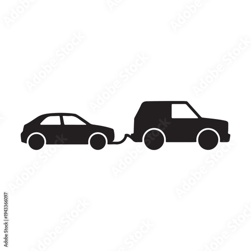Car Being Towed by Tow Truck – Vehicle Towing Service Vector Icon