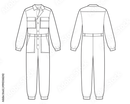 Woman shirt collar long jumpsuit