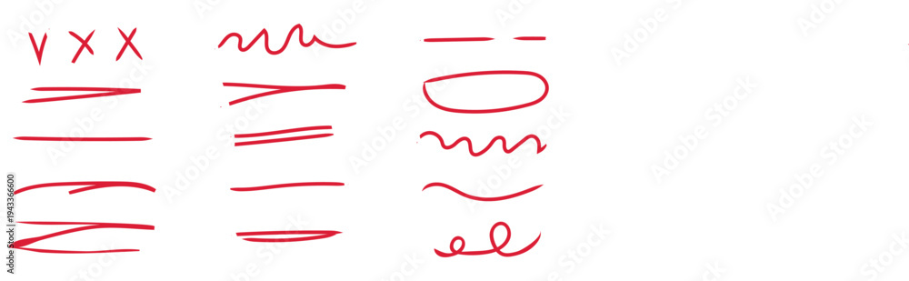 Obraz premium Red hand drawn lines and scribbles on white background for graphic design elements