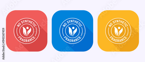 Natural product icons featuring leaf and person shapes for no synthetic fragrance