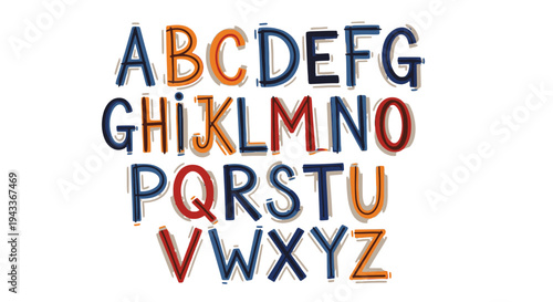 A colorful 3d vector set of alphabet letters featuring a creative font design for school or business text illustration