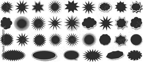 Set of black ink splash blot silhouettes with colorful floral vector pattern elements for decorative nature design