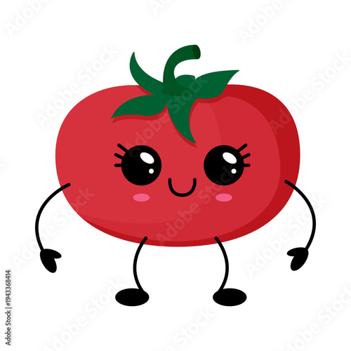 Cute tomato with big eyes and green stem
