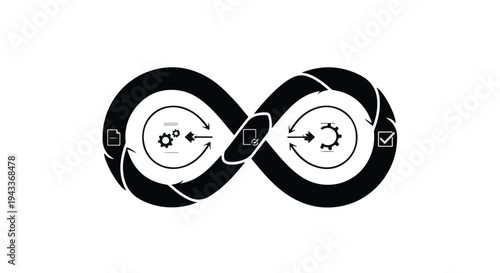 Infinity loop cycle concept symbol abstract background design element black white modern