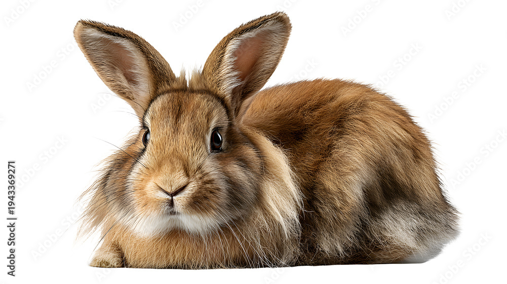 Obraz premium Ultra realistic HD brown rabbit soft fur and whiskers, isolated on white background