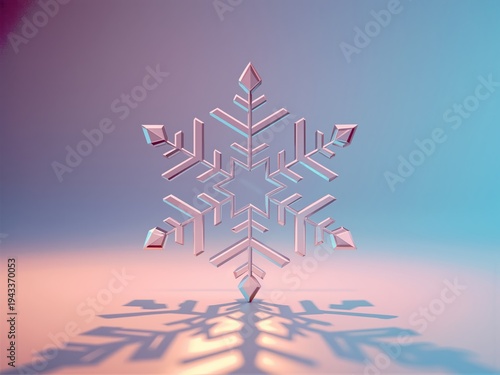 Modern Metallic Snowflake with Pastel Gradient Background