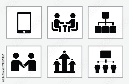 Business icon set.Vector illustration. Easily changes to any color.