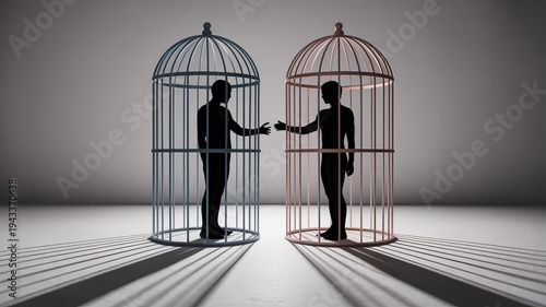 Silhouetted Souls and Perceived Boundaries: A symbolic representation of connection, individuality, and the barriers that shape human relationships.