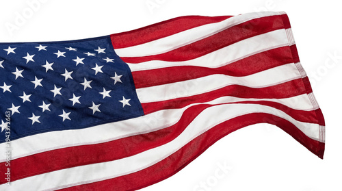 Photography Waving American flag, a patriotic symbol of freedom and democracy, isolated on t
