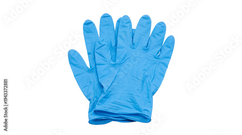 Canvas Print Pair of bright blue disposable medical examination gloves, hygienically isolated