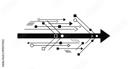 Modern business infographic design with arrows and geometric shapes on white background for finance and growth concept