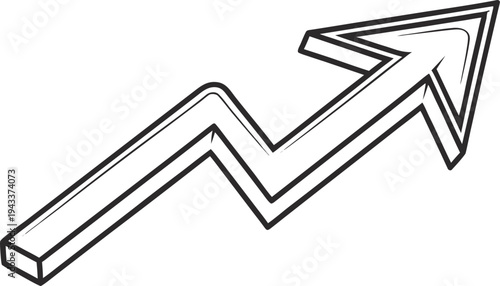 Black and white upward arrow with zigzag line symbol