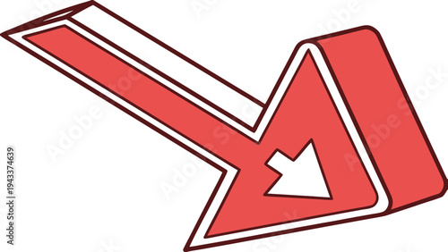 Large thick red down pointing youtube style arrow