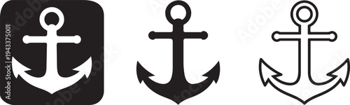 Ship Anchor Silhouette Nautical Icon.