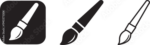Paint Brush Silhouette Icon Set.