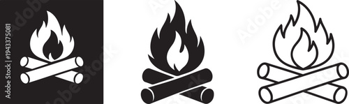 Bold Bonfire Campfire Silhouette Icon.