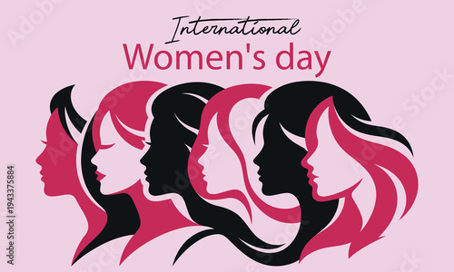 International Women s Day illustration featuring diverse female silhouettes for marketing and poster