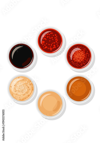 assorted colorful liquid and gel food ingredients.