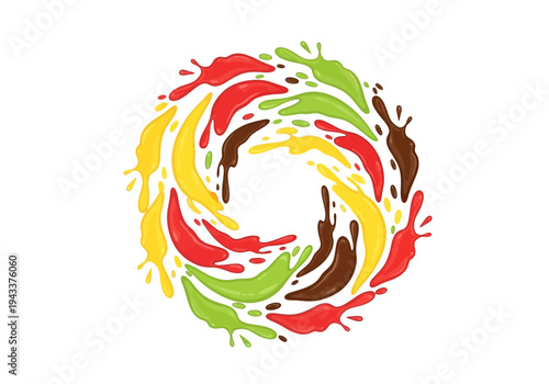 A colorful abstract illustration of fish.