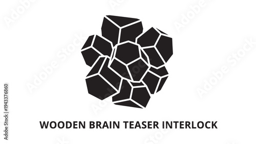 A black wooden brain teaser interlock puzzle on a white background, representing problem-solving and intelligence.