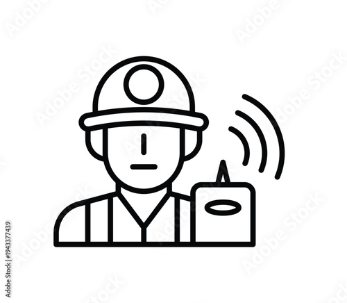 Miner Holding Device with Signal Waves Illustrating Communication Technology