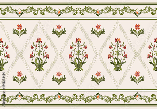 Vector Hand drawn colourful geometric flowers Motifs African boho paisley, seamless patterns with floral for fabric Ethnic Indian Pattern, textiles, clothing, wrapping paper, backdrop, banner.

