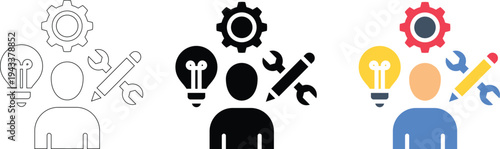 Business teamwork icons. Work group. Team building. Partnership. Team working. Alliance. Human resources. Co-worker. Collaboration. Editable stroke. Vector illustration