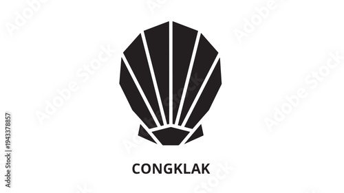 A minimalist logo featuring a stylized black shell shape with white lines on a white background, with the word 'CONGKLAK' written below.