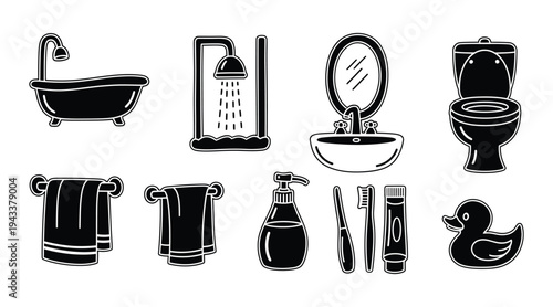 Bathroom fixtures and accessories illustration