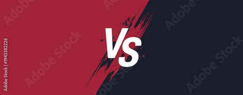 Versus VS Text with Red and Dark Blue Grunge Split Background competition battle