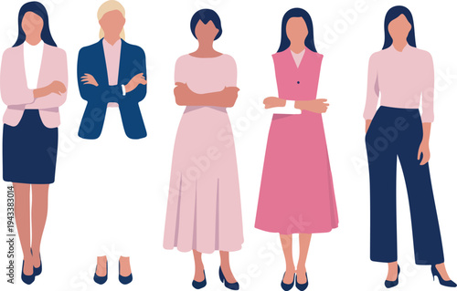 Large group of business people standing in line diverse professional office workers in modern flat art style