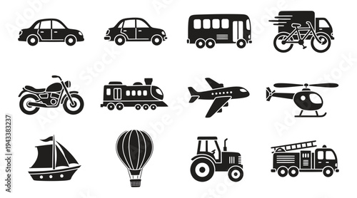 Transportation vehicles icons