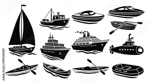 Collection of various boats and ships on water