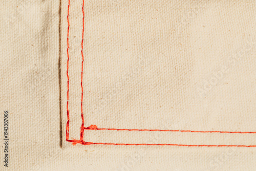 Slika na platnu red stitching on cotton canvas