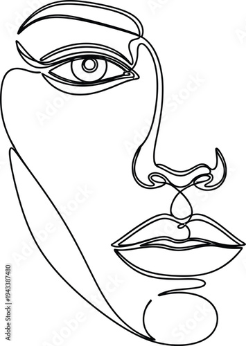 Abstract line art depicting a woman s face in a continuous drawing