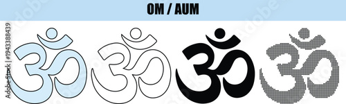 Om Aum Symbol Silhouette SetSacred Sound Iconography for Meditation and Spirituality