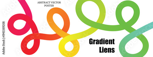 Abstract Color Background with Curved Rainbow Shapes. Vector Wavy Gradient Lines. Bright Colorful Carnival Party Ribbons .