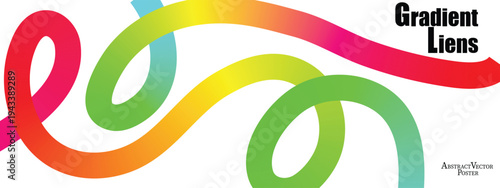 Abstract Color Lines with Gradient. Vector Background with 3D Wavy Ribbons. Vector Pattern with Curve 3D Rainbow Ribbons.