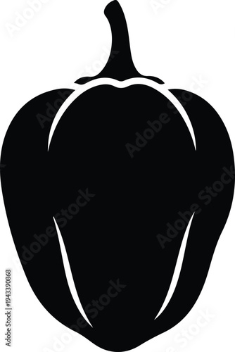 Silhouette bell pepper organic vegetable icon isolated vector illustration